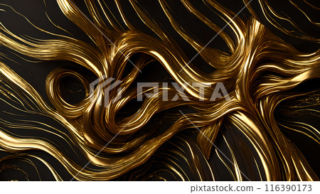 Golden Streaks Bold streaks of gold on a black marble background. 3d background Golden Streaks Bold streaks of gold on a black marble background. 3d background 116390173
