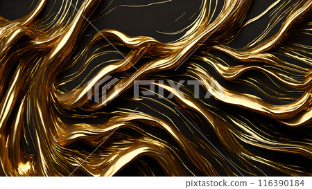 Golden Streaks Bold streaks of gold on a black marble background. 3d background Golden Streaks Bold streaks of gold on a black marble background. 3d background 116390184