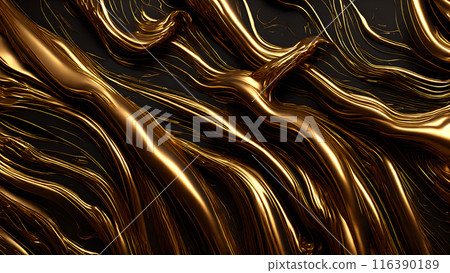 Golden Streaks Bold streaks of gold on a black marble background. 3d background Golden Streaks Bold streaks of gold on a black marble background. 3d background 116390189