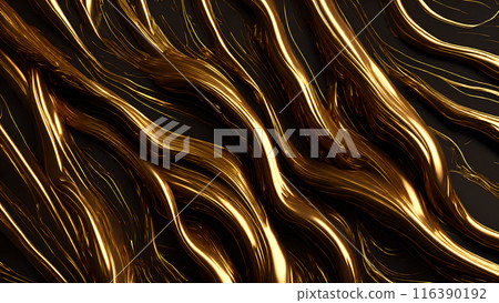 Golden Streaks Bold streaks of gold on a black marble background. 3d background Golden Streaks Bold streaks of gold on a black marble background. 3d background 116390192