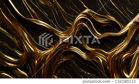 Golden Streaks Bold streaks of gold on a black marble background. 3d background Golden Streaks Bold streaks of gold on a black marble background. 3d background 116390213