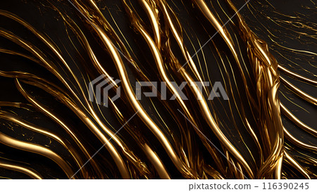 Golden Streaks Bold streaks of gold on a black marble background. 3d background Golden Streaks Bold streaks of gold on a black marble background. 3d background 116390245