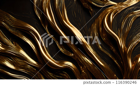Golden Streaks Bold streaks of gold on a black marble background. 3d background Golden Streaks Bold streaks of gold on a black marble background. 3d background 116390246