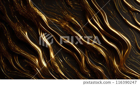 Golden Streaks Bold streaks of gold on a black marble background. 3d background Golden Streaks Bold streaks of gold on a black marble background. 3d background 116390247