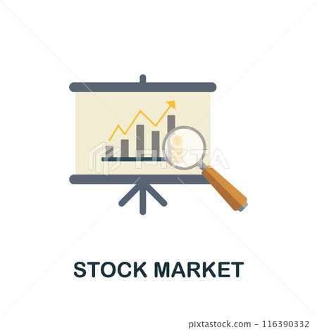 Stock Market flat icon. Colored sign from collection. Creative Stock Market icon illustration for web design, infographics and more Stock Market flat icon. Colored sign from collection. Creative Stock Market icon illustration for web design, infographics and more 116390332