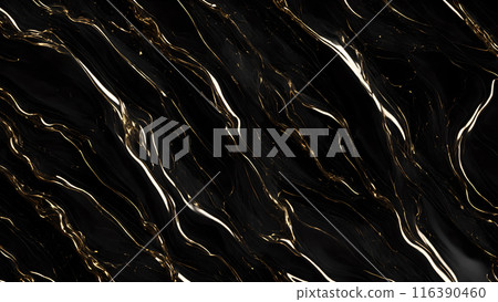 Marble Elegance Polished black marble with subtle golden highlights. 3d background  116390460
