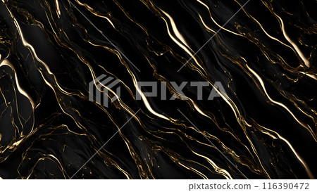Marble Elegance Polished black marble with subtle golden highlights. 3d background  116390472