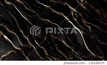 Marble Elegance Polished black marble with subtle golden highlights. 3d background  116390474