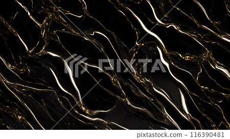Marble Elegance Polished black marble with subtle golden highlights. 3d background  116390481