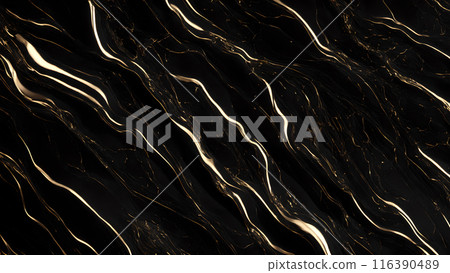 Marble Elegance Polished black marble with subtle golden highlights. 3d background  116390489