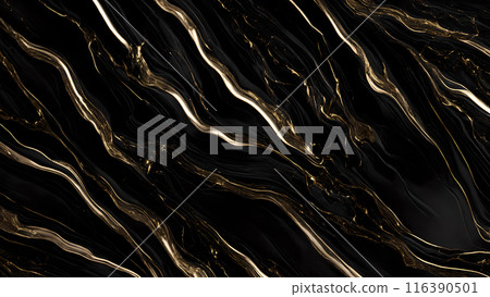 Marble Elegance Polished black marble with subtle golden highlights. 3d background  116390501