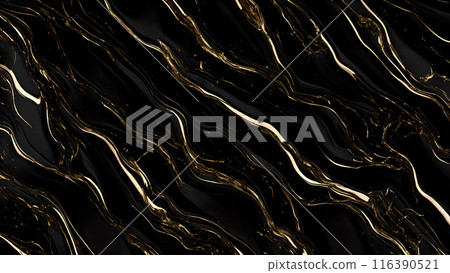 Marble Elegance Polished black marble with subtle golden highlights. 3d background  116390521