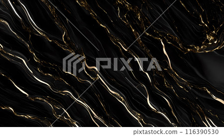 Marble Elegance Polished black marble with subtle golden highlights. 3d background  116390530