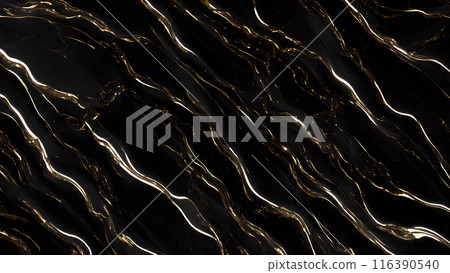 Marble Elegance Polished black marble with subtle golden highlights. 3d background  116390540
