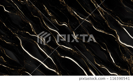 Marble Elegance Polished black marble with subtle golden highlights. 3d background  116390541