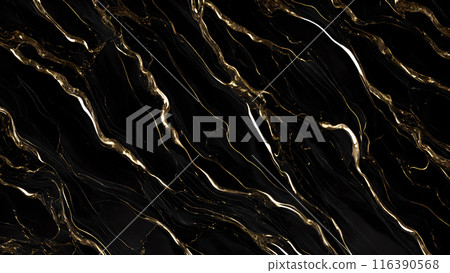 Marble Elegance Polished black marble with subtle golden highlights. 3d background  116390568