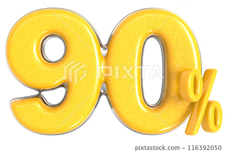 Font With Number Percent 3D Render Gold 116392050