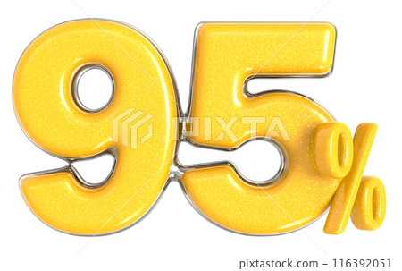 Font With Number Percent 3D Render Gold 116392051