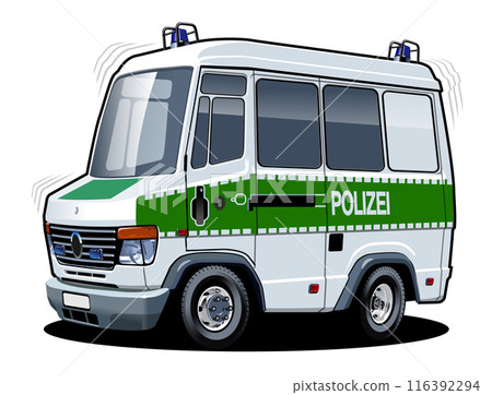 Vector cartoon police van 116392294
