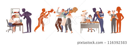 Furious Boss and Stressed Staff Character Vector Set Furious Boss and Stressed Staff Character Vector Set 116392383