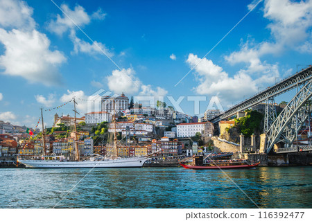 View of Porto city over Douro river. Porto, Vila Nova de Gaia, Portugal 116392477