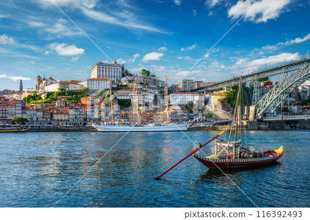 View of Porto city over Douro river. Porto, Vila Nova de Gaia, Portugal 116392493