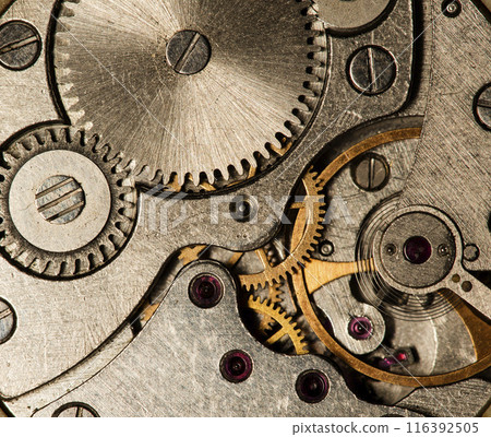 clockwork old mechanical watch, high resolution and detail clockwork old mechanical watch, high resolution and detail 116392505