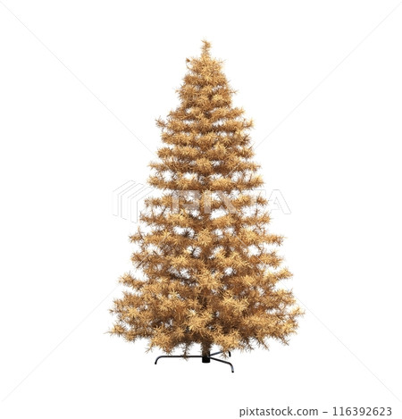 Christmas tree with decorations, isolated on white background, 3D illustration, cg render 116392623