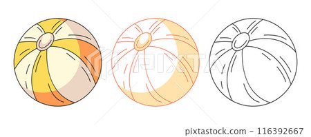 Summer beach inflatable ball, colorful and line icons set. Active holiday and leisure on the beach, vector flat outline icon, monochrome and color illustration. For logo, sticker, coloring book, label Summer beach inflatable ball, colorful and line icons set. Active holiday and leisure on the beach, vector flat outline icon, monochrome and color illustration. For logo, sticker, coloring book, label 116392667