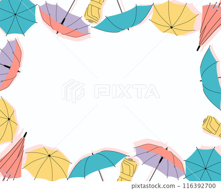 Colorful umbrella background illustration. Design with flat style umbrellas on light background. 116392700