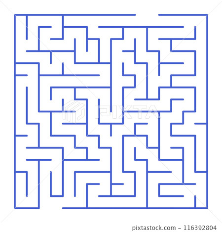 Maze shape design element. There is one entrance and exit and one correct path, but many paths lead to dead Maze shape design element. There is one entrance and exit and one correct path, but many paths lead to dead 116392804