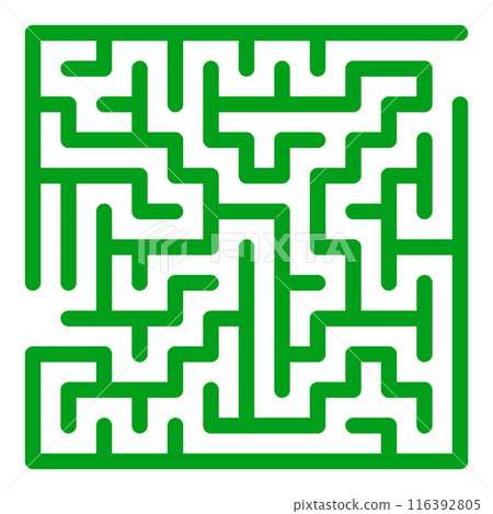 Maze shape design element. There is one entrance and exit and one correct path, but many paths lead to dead Maze shape design element. There is one entrance and exit and one correct path, but many paths lead to dead 116392805