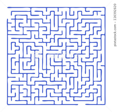 Maze shape design element. There is one entrance and exit and one correct path, but many paths lead to dead Maze shape design element. There is one entrance and exit and one correct path, but many paths lead to dead 116392820