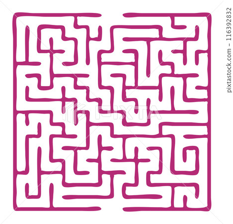 Maze shape design element. There is one entrance and exit and one correct path, but many paths lead to dead Maze shape design element. There is one entrance and exit and one correct path, but many paths lead to dead 116392832