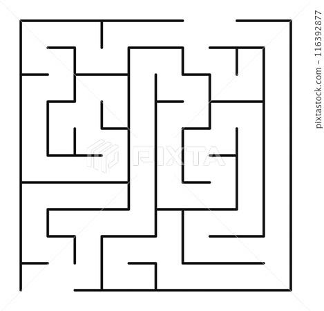 Maze shape design element. There is one entrance and exit and one correct path, but many paths lead to dead 116392877