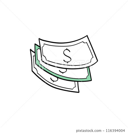 Banknotes with dollar sign. Vector icon in outline style. Banknotes with dollar sign. Vector icon in outline style. 116394004
