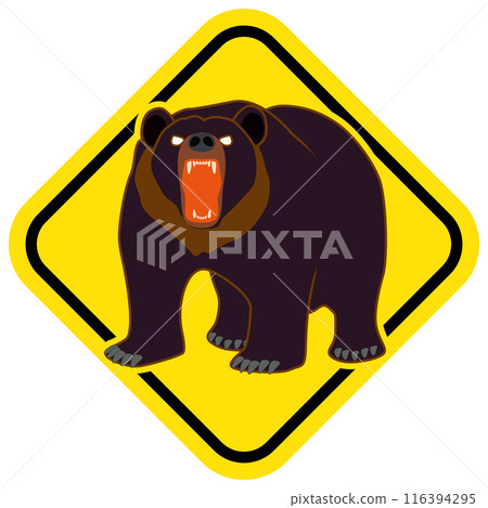 熊警告標誌的向量圖解 116394295