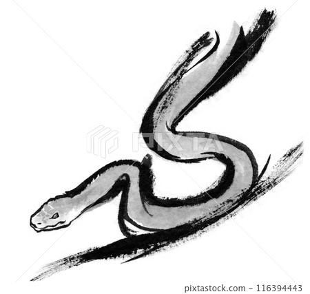 Snake ink painting, material for New Year's cards for the year of the snake 116394443