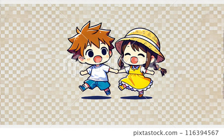 Children playing together illustration material 116394567