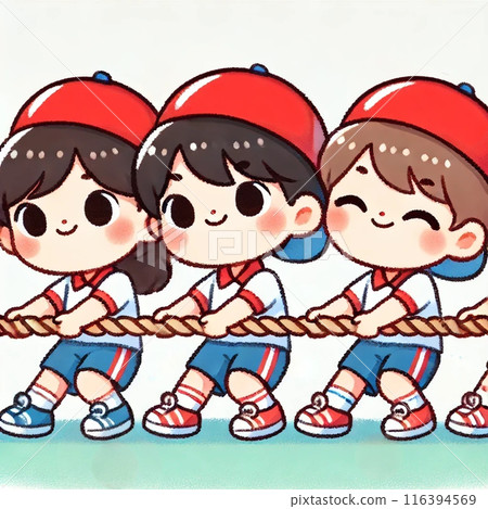 運動會拔河插畫素材 運動會拔河插畫素材 116394569