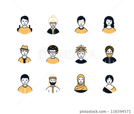 Different people - line design style icons set 116394571