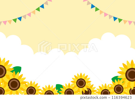 夏天向日葵與藍天暑假風景背景19黃色 116394623