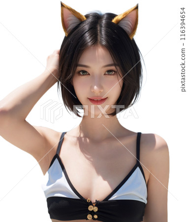 cat ears woman 116394654