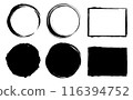 Vector illustration of round and square frames drawn in ink on a white background. 116394752