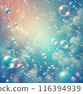 Blue sky with floating soap bubbles 116394939