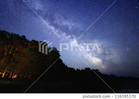 Milky Way reflected on the surface of the water 116395170