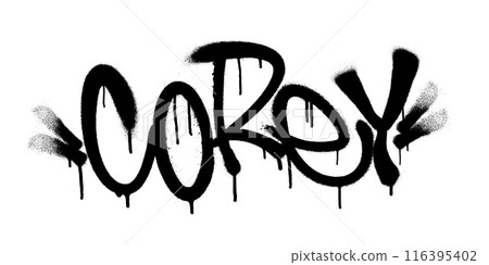 Sprayed Corey name with overspray in black over white. Vector illustration. 116395402