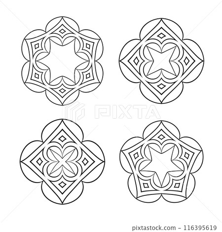 Set of Abstract Geometric Radial Patterns. Set of Abstract Geometric Radial Patterns. 116395619