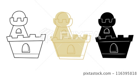 Doodle sand castle in different colors. Clip art for your projects. Doodle sand castle in different colors. Clip art for your projects. 116395818