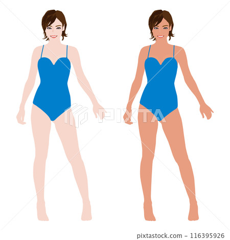 一位年輕女模特兒穿著泳衣曬黑前後的插圖集 - 海賊王 03 116395926